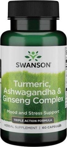 Swanson Full Spectrum Turmeric, Ashwagandha & Ginseng Complex 60 kaps. Swanson