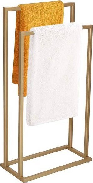 Springos Stojak na ręczniki, podłogowy 86 cm wieszak łazienkowy dwuramienny, złoty UNIWERSALNY