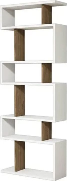 Homemania Homemania Regał na książki Tablero 60x20x156,6 cm biel i orzech włoski