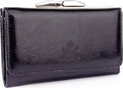 Kemer Czarna portmonetka damska zapinana na bigiel skóra naturalna