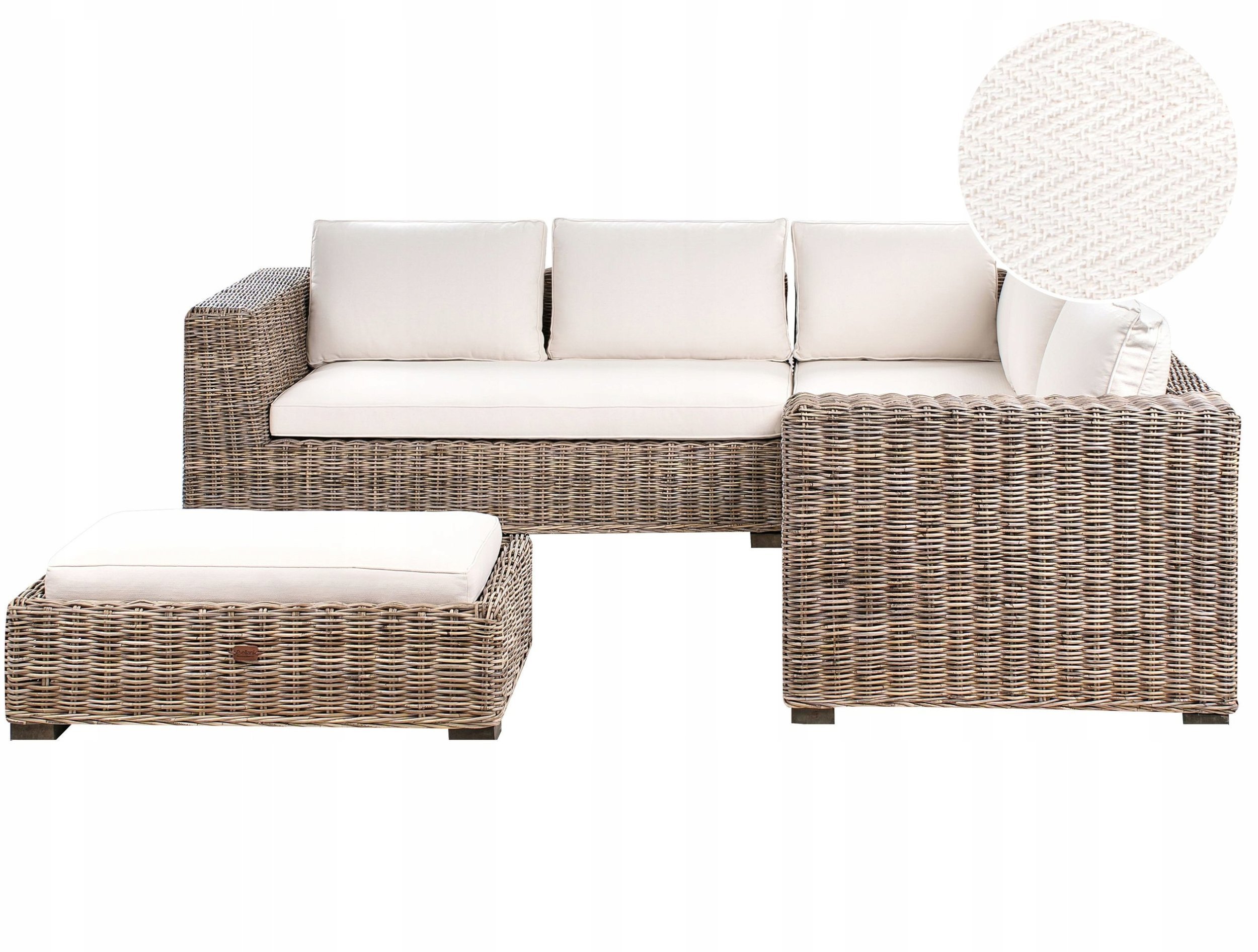 Narożnik ogrodowy z otomaną dla 5 osób RINELLA Rattan Szary