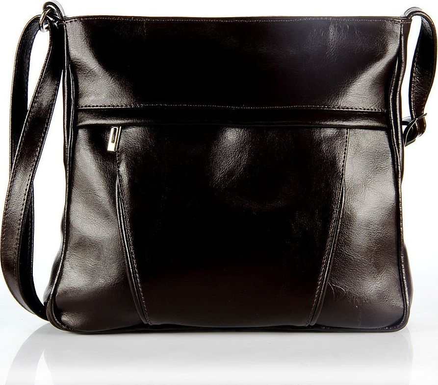 DAN-A Torebka skórzana damska listonoszka DAN-A T153 czekoladowa