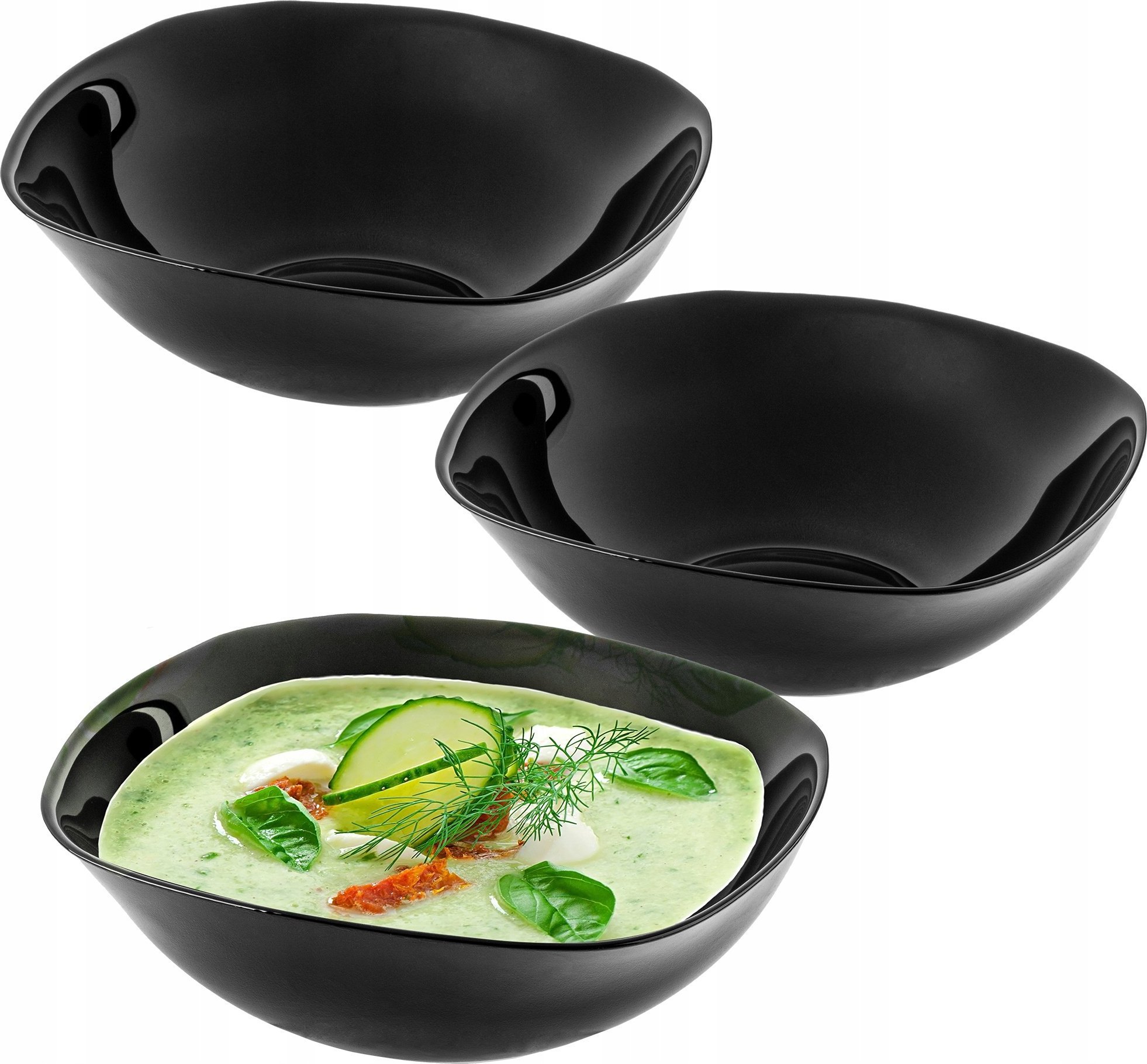 Kadax Salaterka Miska Szklana 19cm Do Zupy Czarna 3szt