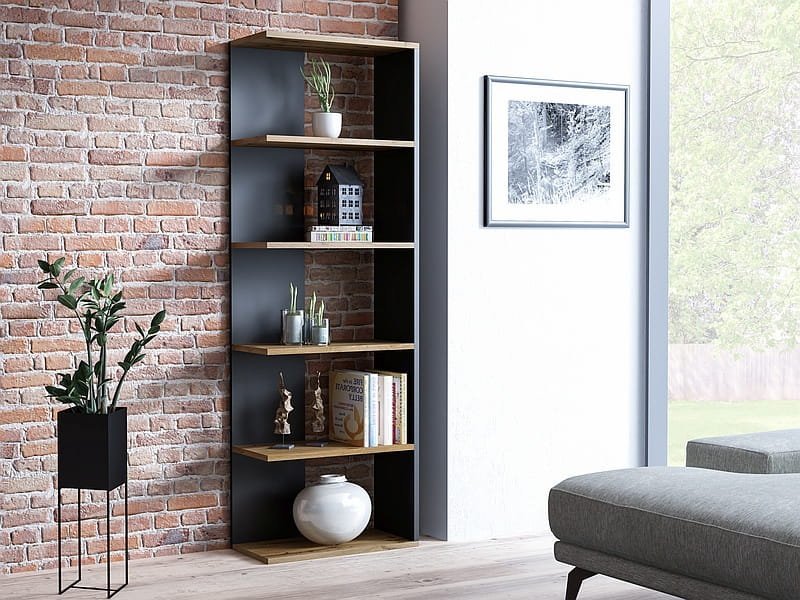 SIGNAL MEBLE Regał CORNER dąb wotan/czarny Signal