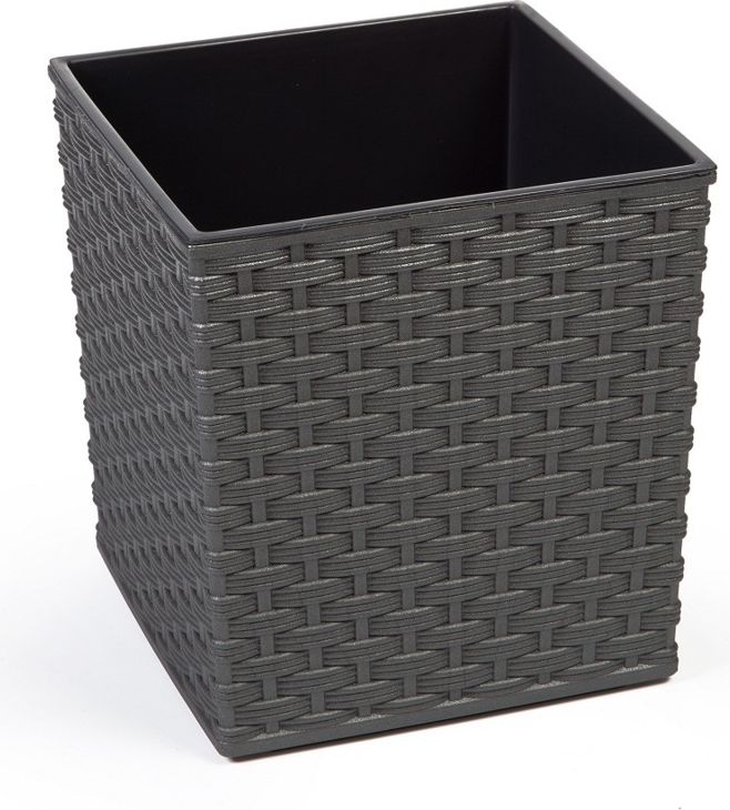 Lamela Doniczka Juka z wkładem Rattan Grafit 400x400 H:41,5