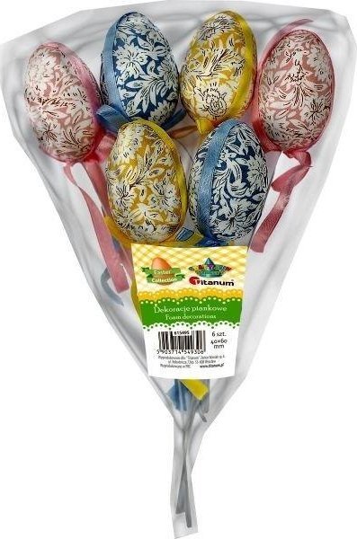 Jajka styropianowe 38x58mm 3 kolory 6szt