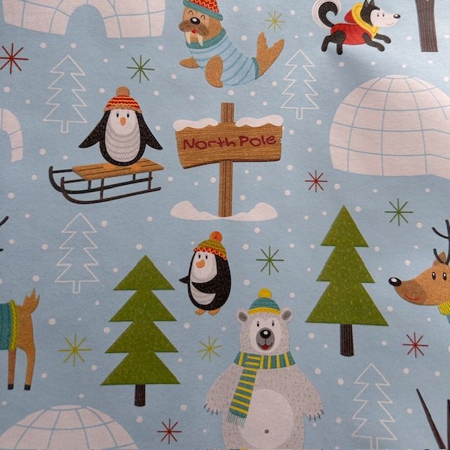 Papier świąteczny do pakowania niebieski pingwinek 70cmx2m 331m70