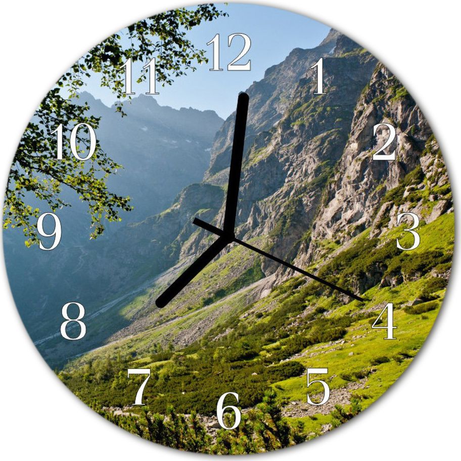 Tulup Zegar na szkle na ścianę Okrągły Góry Skały fi 30 cm 55649245
