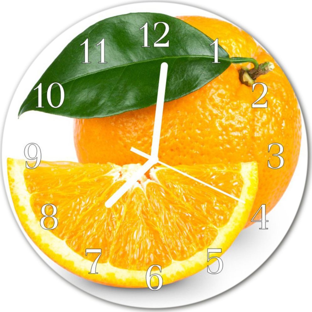 Tulup Zegar szklany okrągły Pomarańczefi30 cm - 61675866