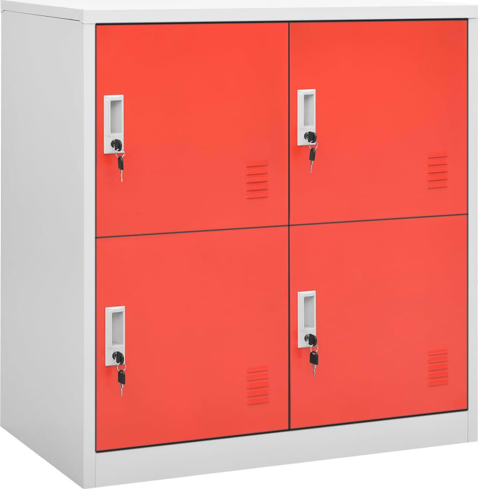 vidaXL Szafka zamykana na klucz, szaro-czerwona, 90x45x92,5 cm, stal