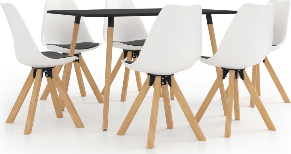 vidaXL VidaXL 7-częściowy zestaw mebli jadalnianych, biało-czarny