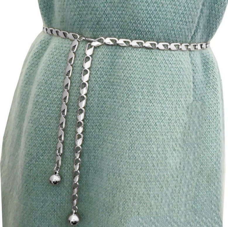 Edibazzar Srebrny Łańcuch Pasek sukienki ozdobny Łańcuszek