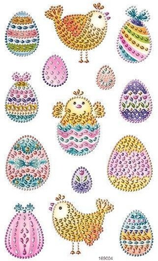 Naklejki z kryształkami Jajka i kurki 14szt