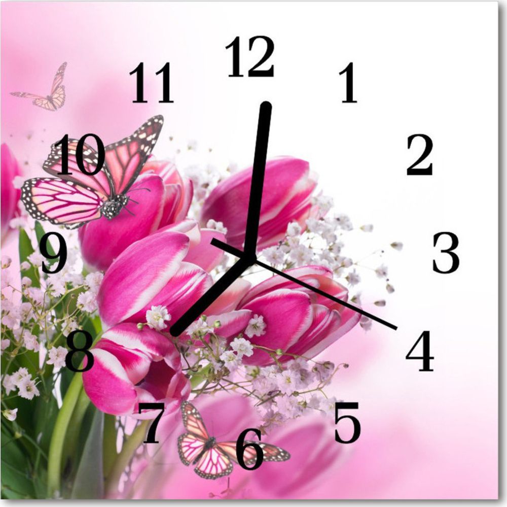 Tulup Zegar szklany kwadratowy Motyl 30x30 cm -61931267