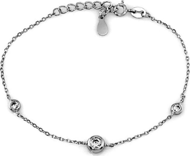 Lovrin SREBRNA BRANSOLETKA 925 ŁAŃCUSZEK TRZY CYRKONIE