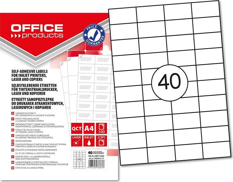Office Products Etykiety Office Products A4 52.5x29.7mm białe (100)