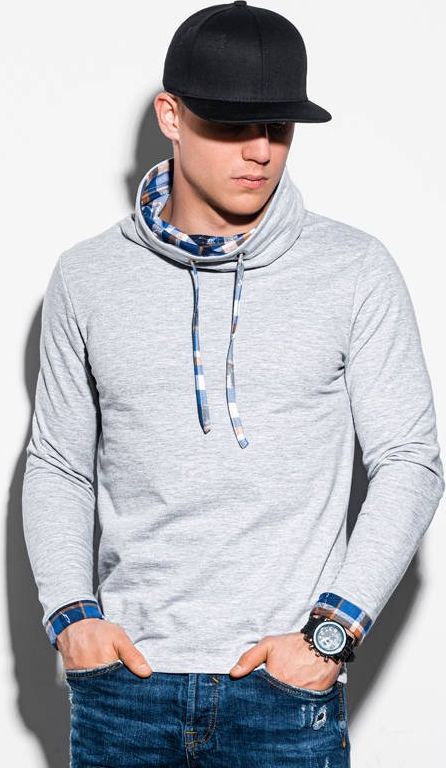 Ombre Bluza męska ze stójką B1015 - szara S