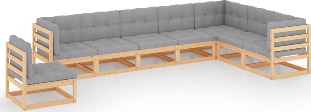 vidaXL 8-cz. zestaw wypoczynkowy do ogrodu, z poduszkami, lita sosna