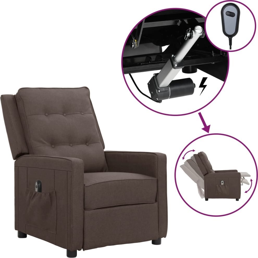 vidaXL Elektryczny fotel rozkładany, kolor taupe, obity tkaniną
