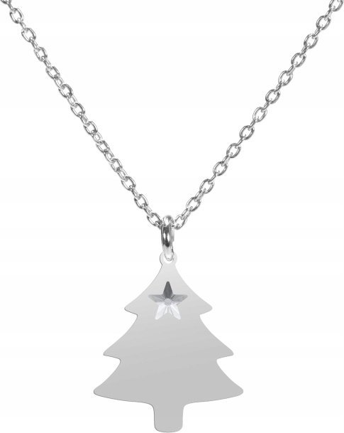 Radziszewska Jewellery Świąteczny Naszyjnik Srebrny z Choinką 925 Prezent ŻYCZENIA GRATIS