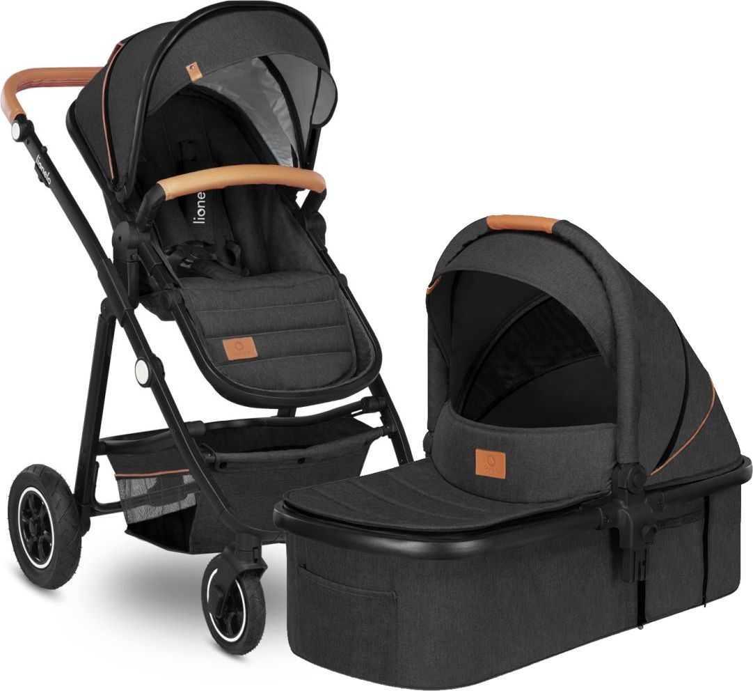 Wózek Lionelo Wózek wielofunkcyjny LIONELO AMBER 2 w 1 spacerówka + gondola + torba + akcesoria - grafitowy