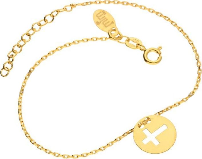 Lovrin Srebrna złocona bransoletka 925 ażurowy krzyżyk 1,83g