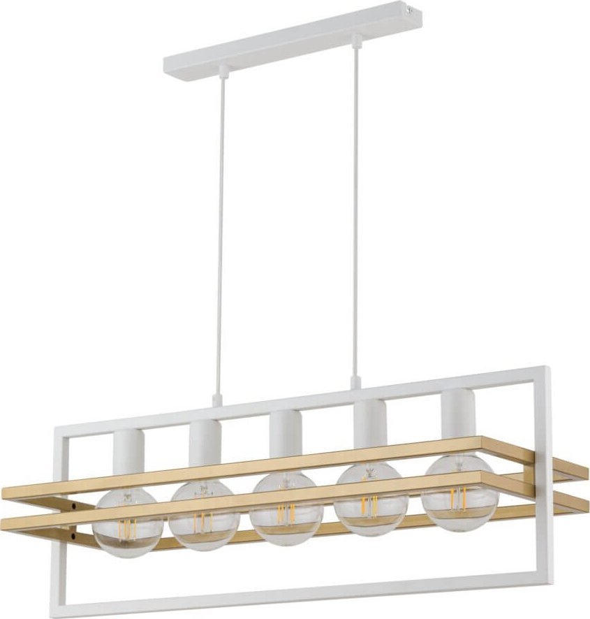 Lampa wisząca Sigma Metalowa lampa wisząca Merci zwis nad łóżko biała złota