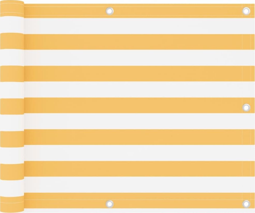 vidaXL Parawan balkonowy, biało-żółty, 75x600 cm, tkanina Oxford