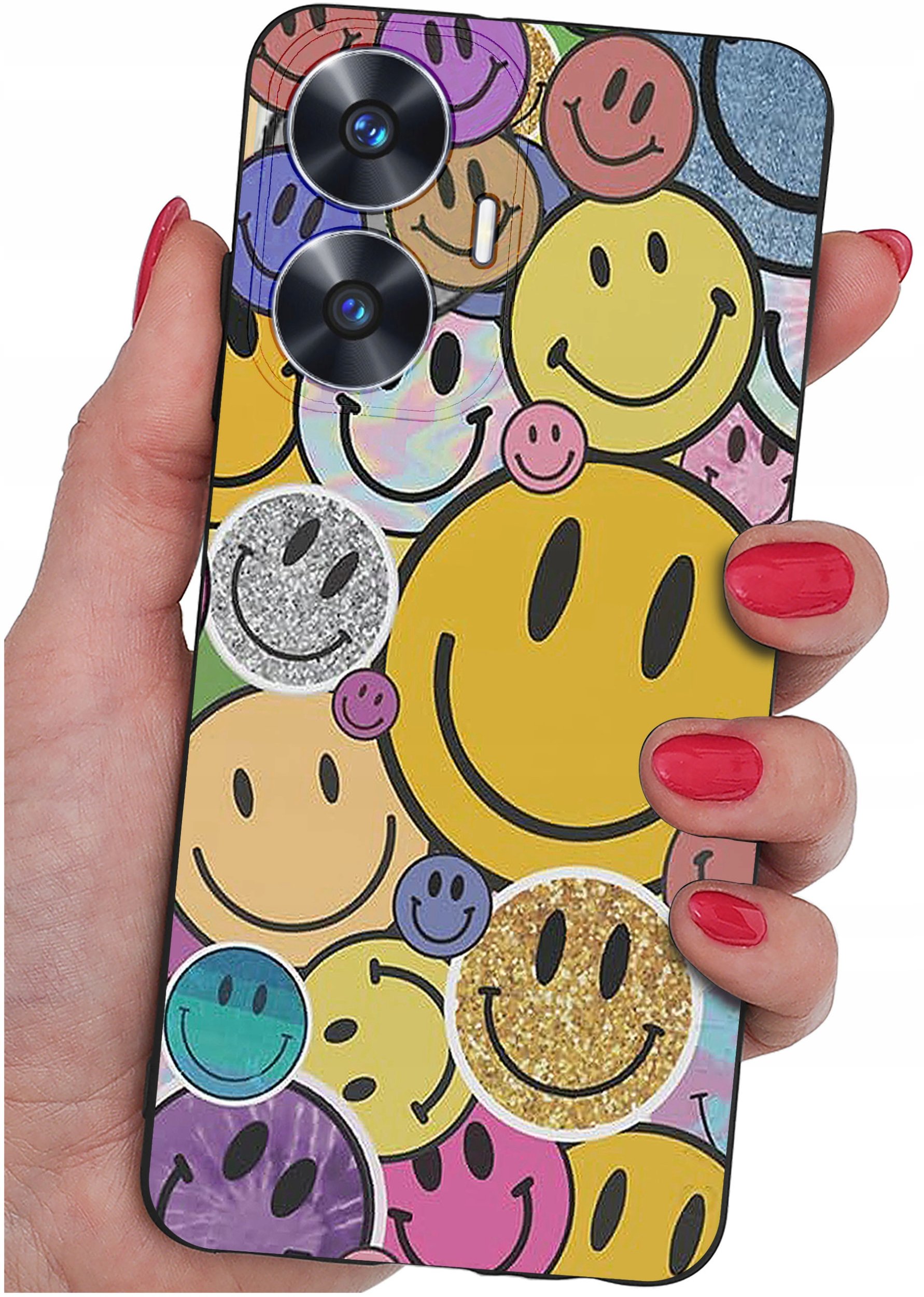 ETUI do Realme C55 WZORY |SILIKONOWE MATT CASE + SZKŁO 9H