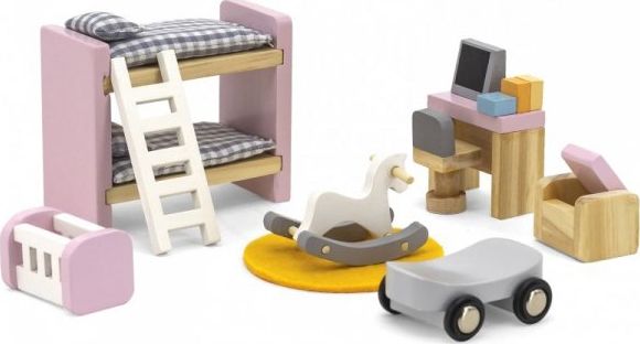 Viga Toys VIGA PolarB Zestaw Mebelków do Domku dla Lalek Pokój Dziecięcy