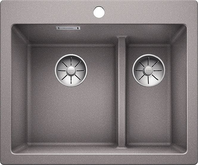 Zlewozmywak Blanco Pleon 6 Split Silgranit alumetalik z korkiem InFino, komora z lewej (521691)