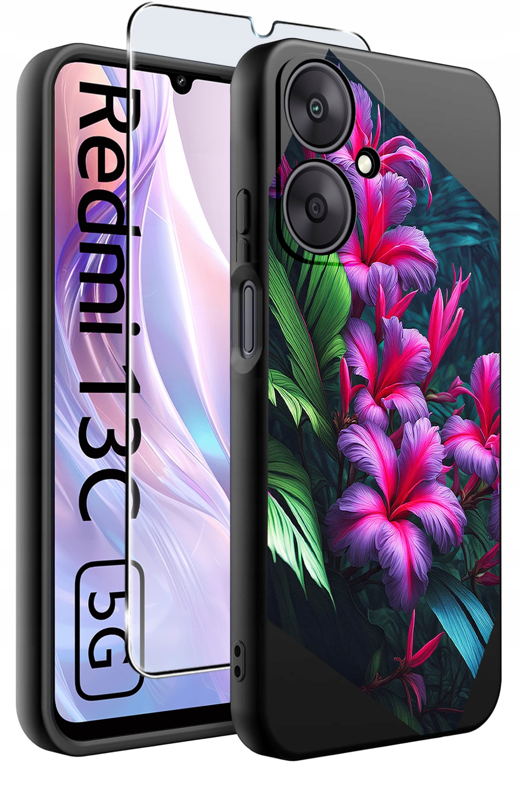 ETUI do Xiaomi Redmi 13C 5G WZORY |SILIKONOWE MATT CASE +SZKŁO HARTOWANE 9H