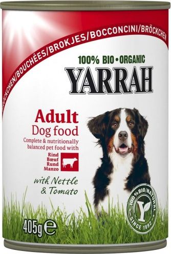 Yarrah (dla psa dorosłego) karma z wołowiną, pokrzywą i pomidorem BIO 405 g