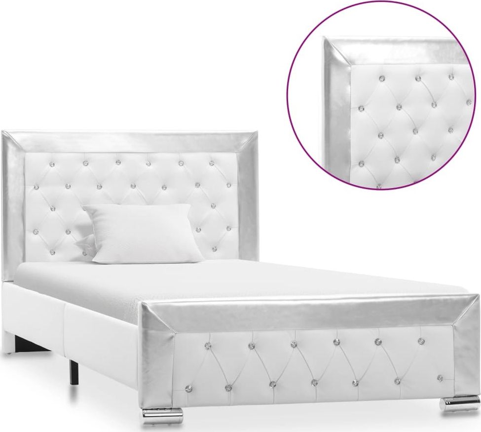 vidaXL VidaXL Rama łóżka, biała, obita sztuczną skórą, 100 x 200 cm