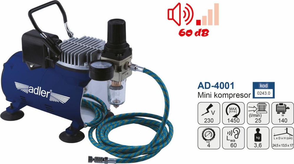 Sprężarka Adler MAR0243.0 4bar Brak danychL (0243.0)