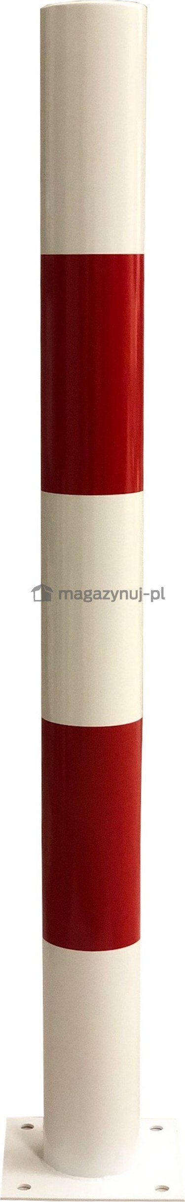 Elkor Stalowy słupek ochronny biały z czerwonymi pasami (wys. 1000 mm)