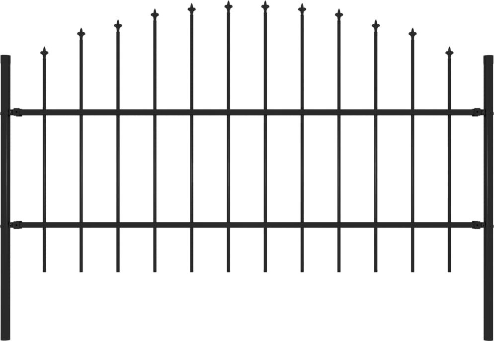 vidaXL Panel ogrodzeniowy z grotami (0,75-1) x 1,7 m, stal, czarny