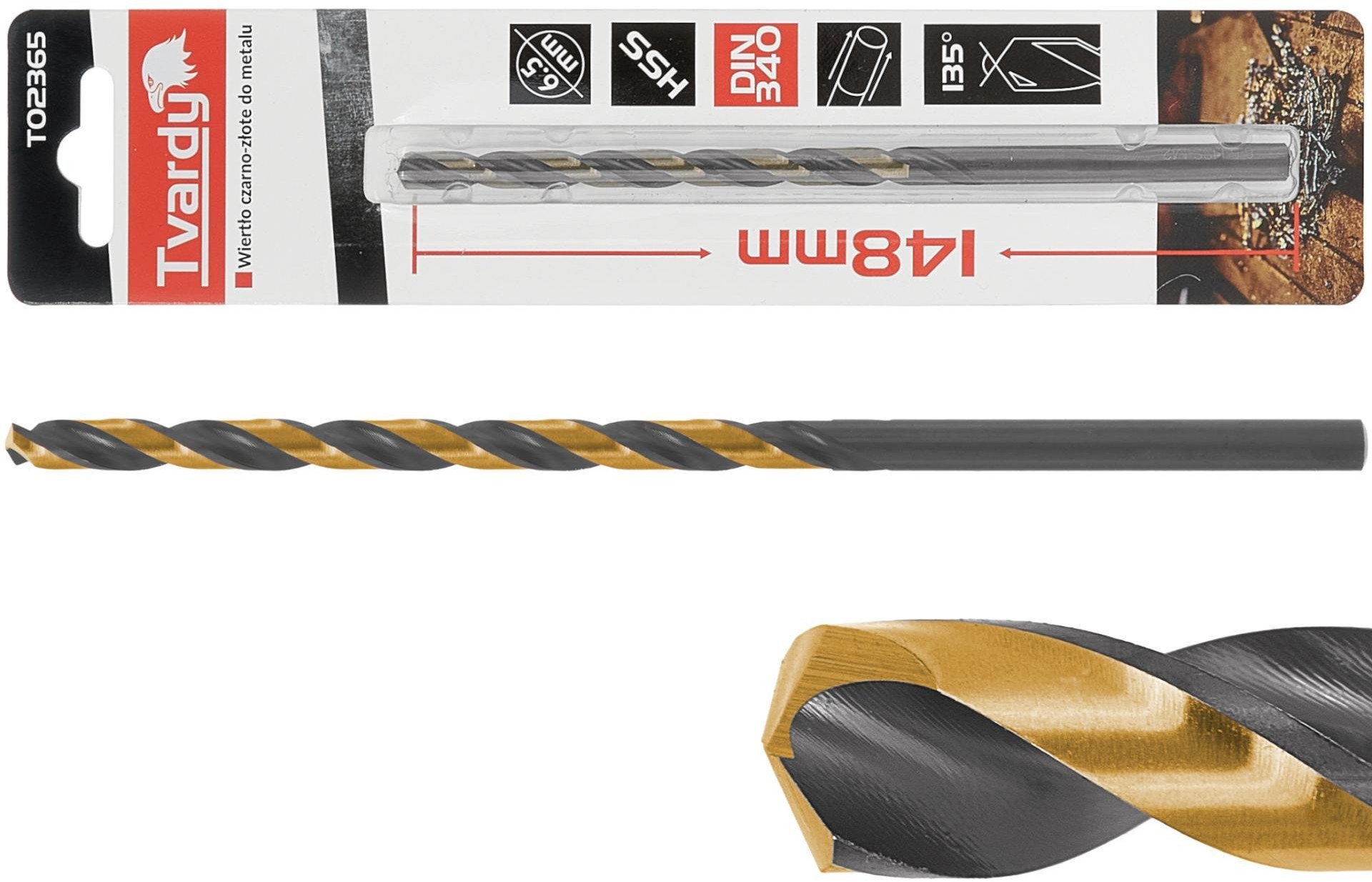 Wiertło czarno-złote do metalu przedłużane HSS M2 6.5mm (1/75/300)