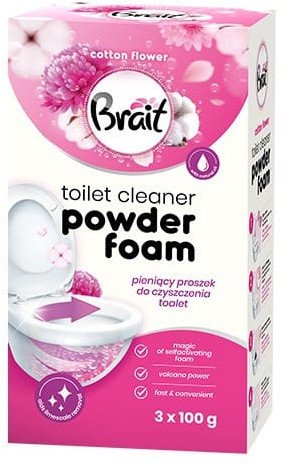 BRAIT Wulkan Pieniący proszek do czyszczenia toalet Cotton Flower 3 x 100 g