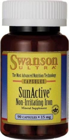 SWANSON HEALTH PRODUCTS SunActive Żelazo 15mg 90 kapsułek SWANSON