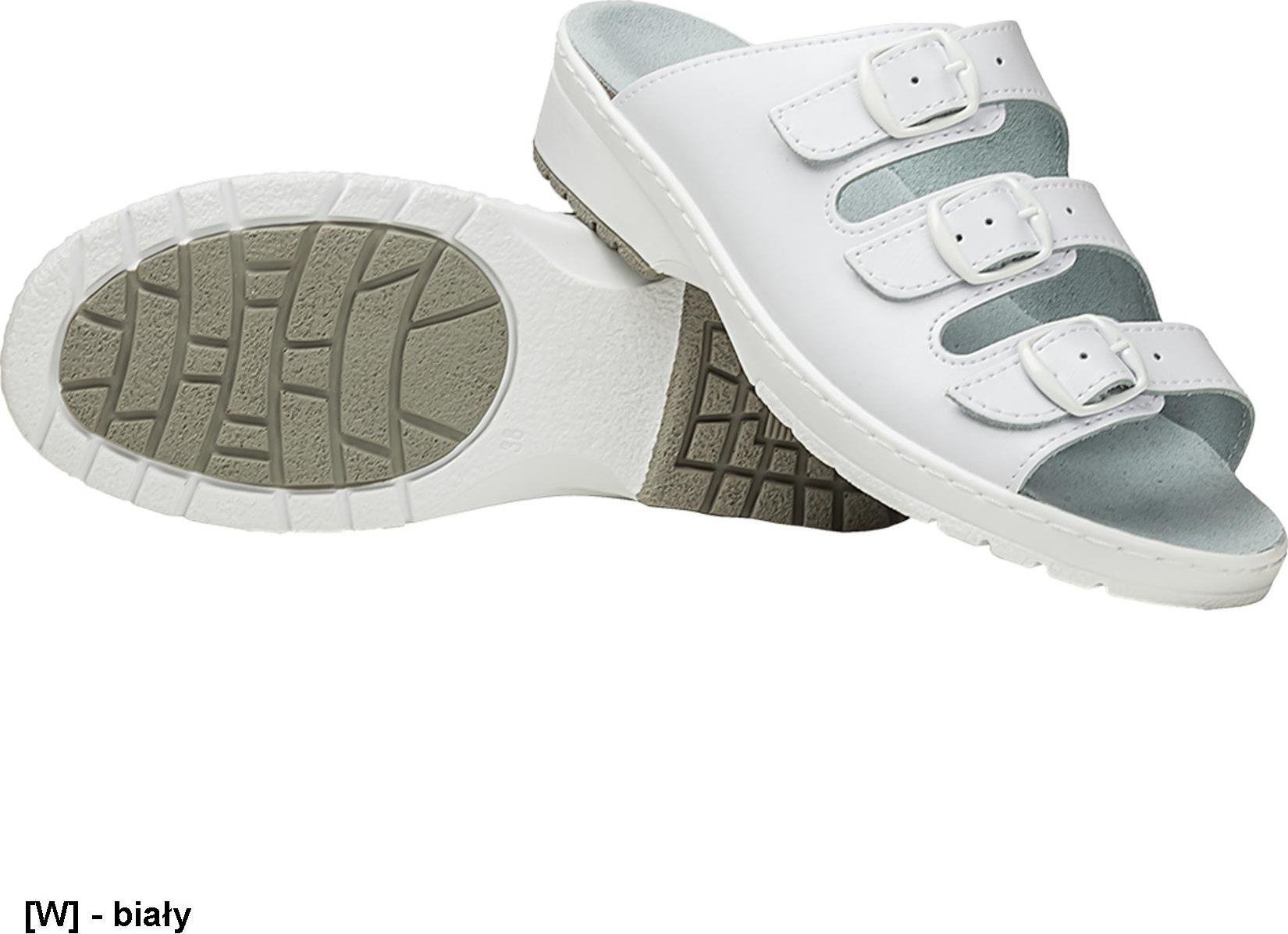 MEDIBUT BMKLA3PASWK - KLAPKI z paskami białe 38