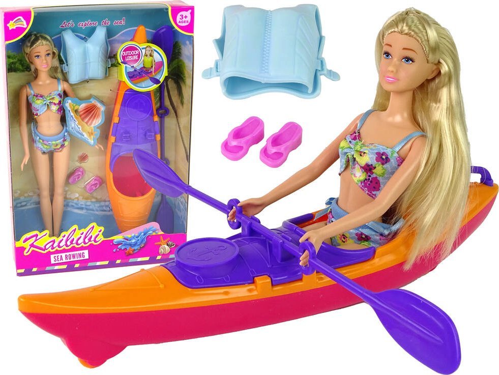 LeanToys Zestaw Lalka Akcesoria Kajak Pomarańczowy