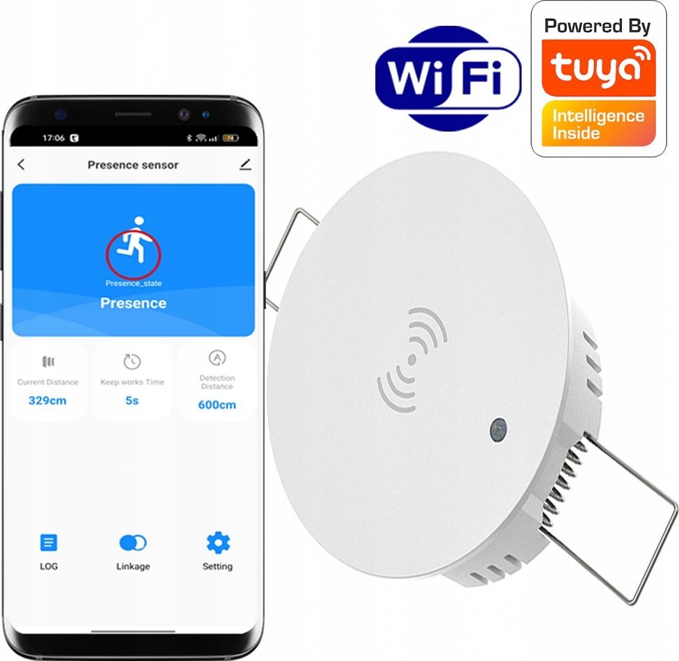 RTX Czujnik mikrofalowy sensor obecności WiFi TUYA Smart 230V sufitowy