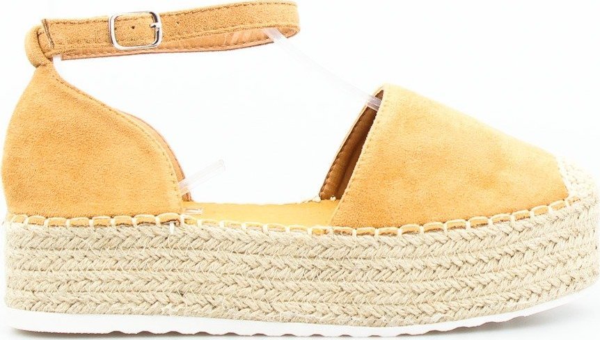Seastar Espadryle sandały na plecionej platformie kamelowe-38