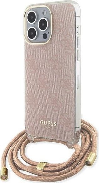 Guess Guess GUHCP15XHC4SEP iPhone 15 Pro Max 6.7" różowy/pink hardcase Crossbody Cord 4G Print