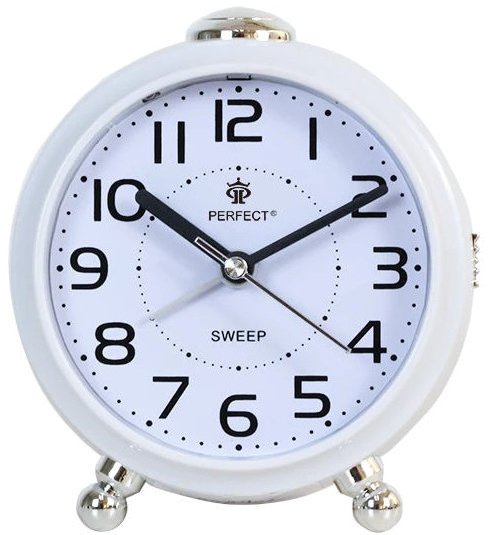 Perfect Budzik BB08902 biały 8,5 cm drzemka podświetlenie cichy chód