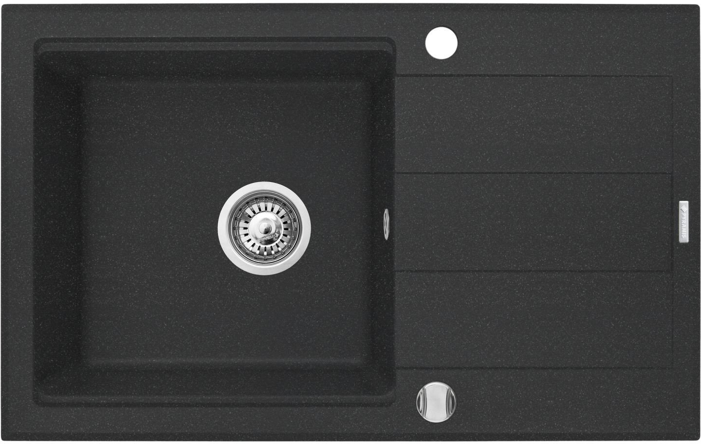 Pyramis Zlew. SPARTA PLUS LUX (78x48) 1B 1D, czarny + Bateria LUNGO