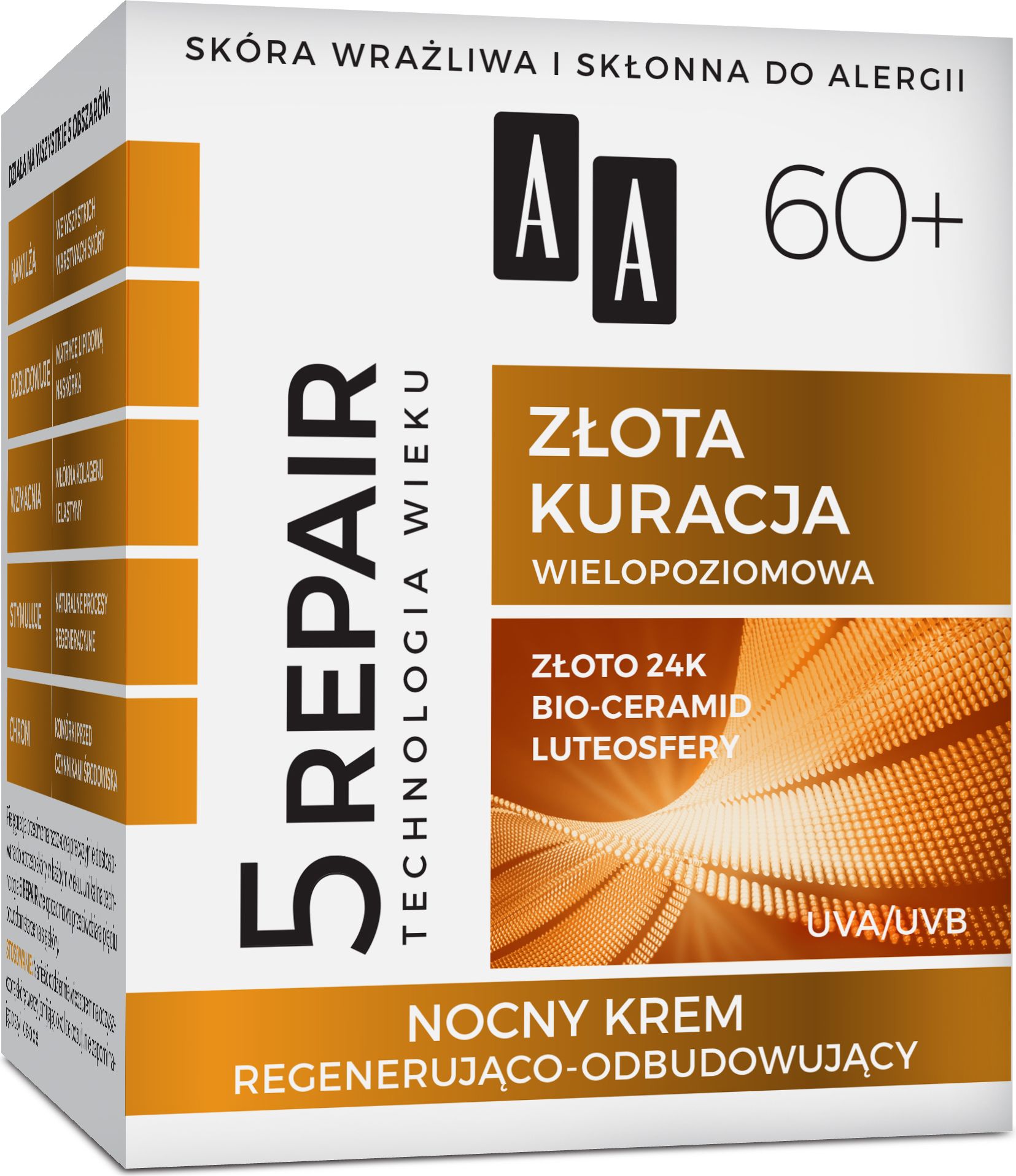 AA Technologia Wieku 5Repair 60+ Złota Kuracja Krem regenerująco-odbudowujący na noc 50ml