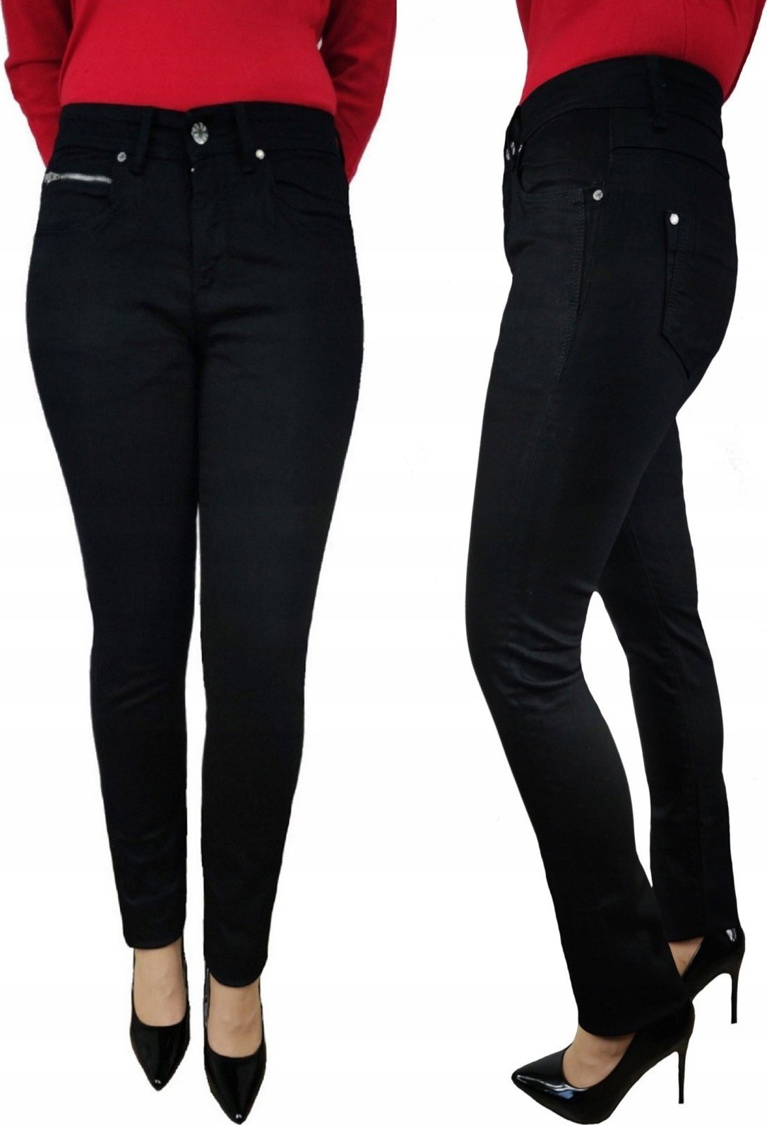 Anagre SPODNIE DAMSKIE CZARNE JEANS KLASYCZNE XL