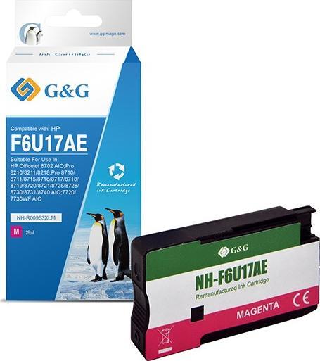 Tusz G&G G&G kompatybilny ink / tusz z F6U17AE, HP 953XL, magenta, 1600s, NH-R00953XLM, dla HP "Officejet Pro 8210/8211/8218